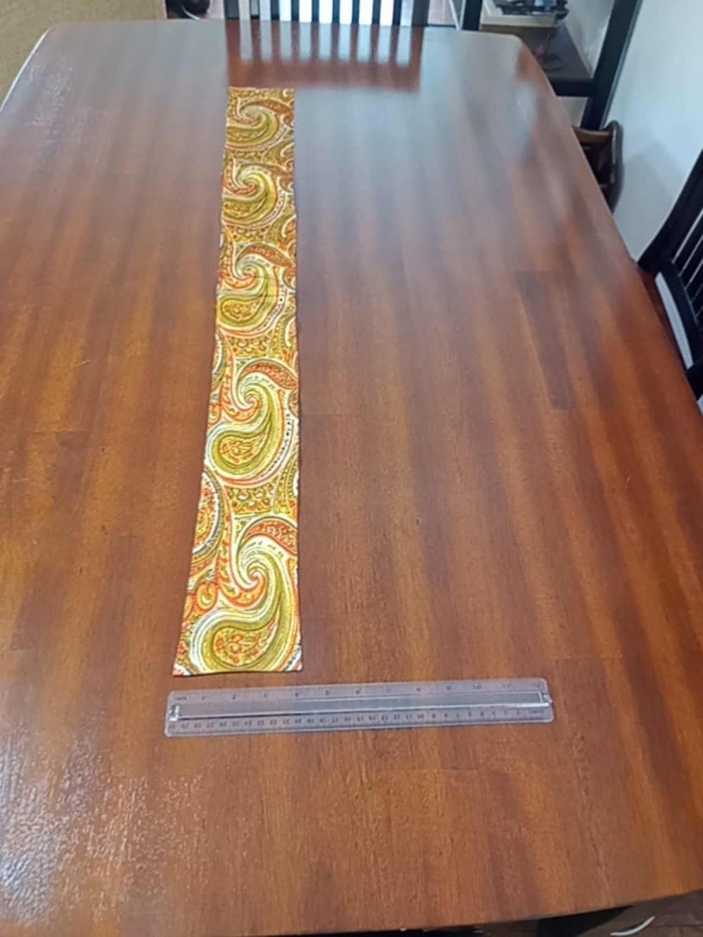 Silk-Feel Paisley Skinny Scarf in Yellow & Orange